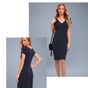 Business of Love Navy Blue Bodycon Midi Dress